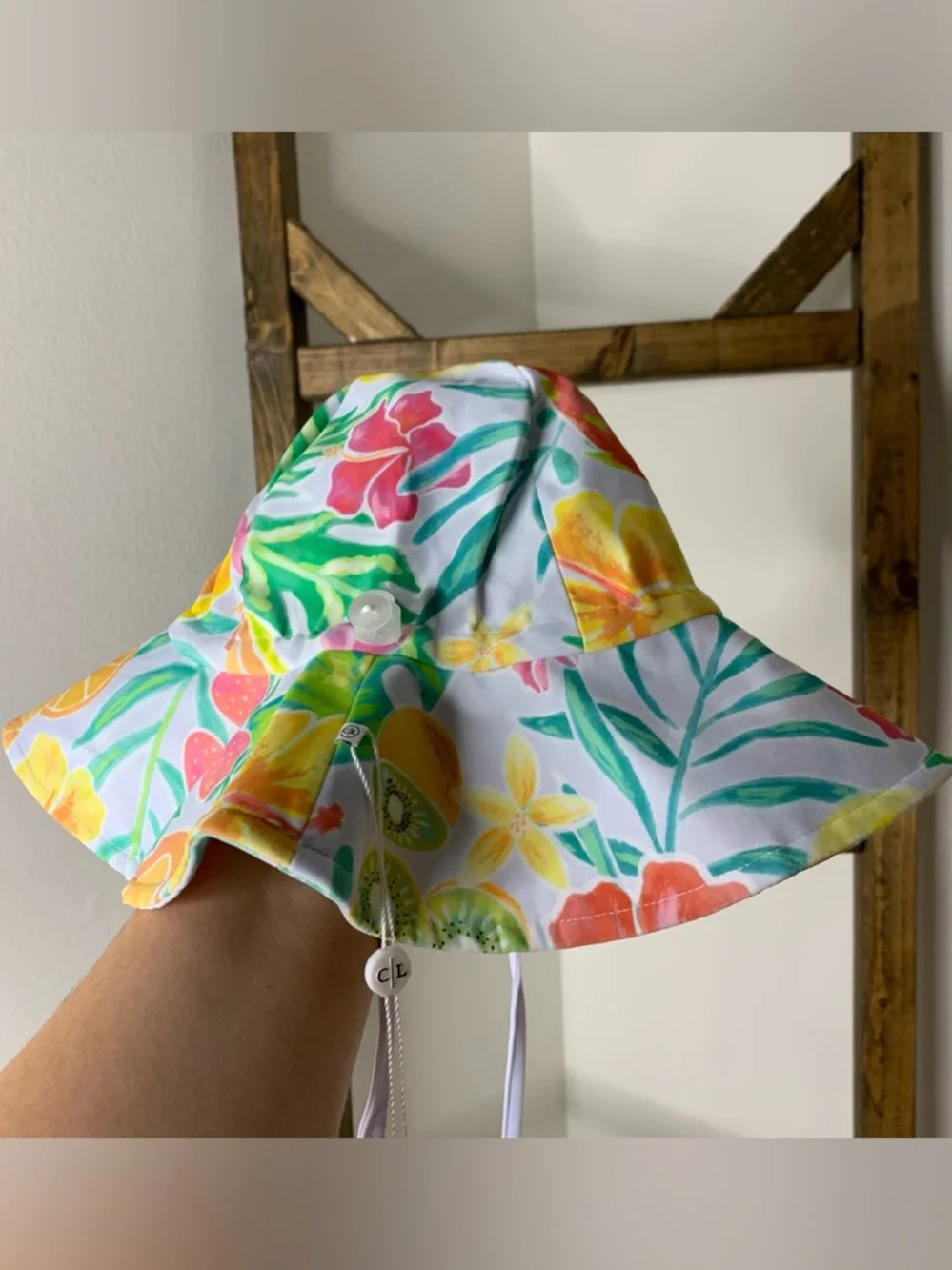 Caden Lane UPF 50+ Floral Fruit Print Kids Sun Hat Size S